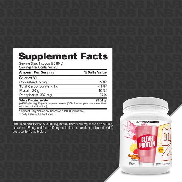 NutraBio Clear Whey - Strawberry Lemonade