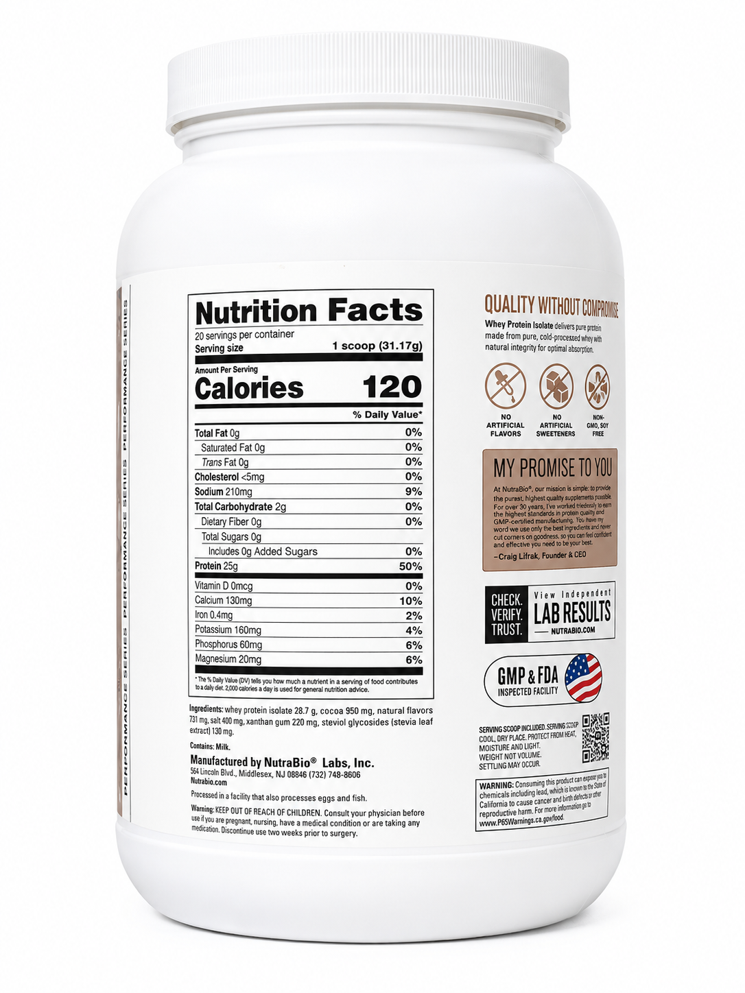 NutraBio Natural Whey Protein Isolate