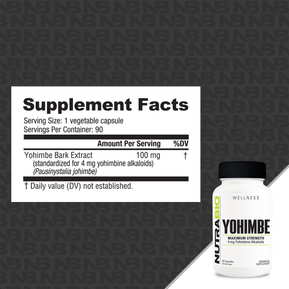 NutraBio Yohimbe (4mg) - 90 Capsules