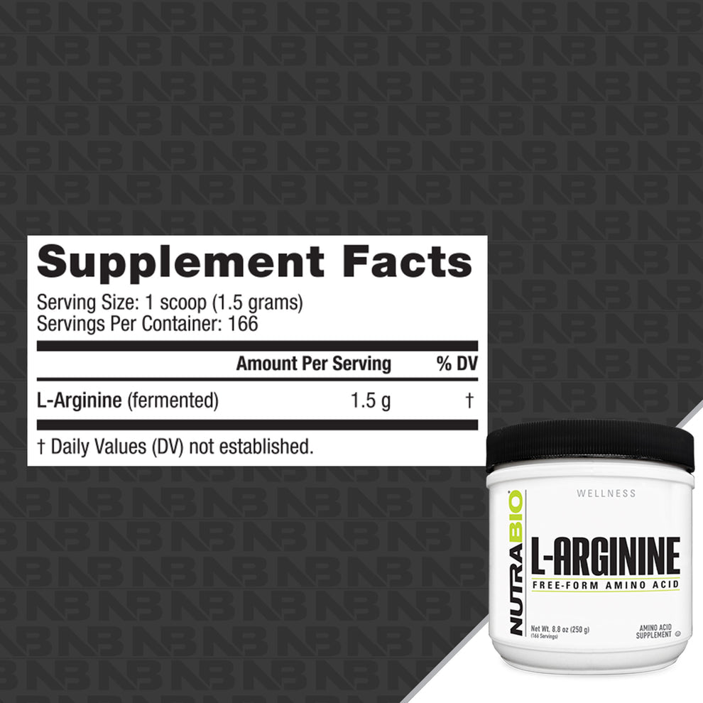 NutraBio L-Arginine - 120 Capsules