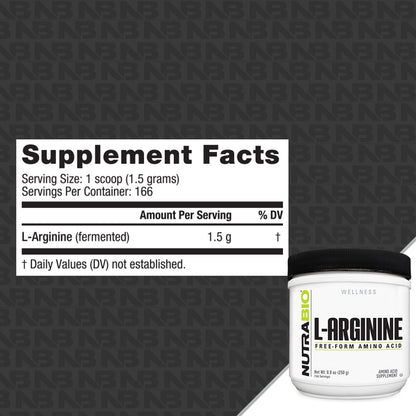 NutraBio L-Arginine - 120 Capsules