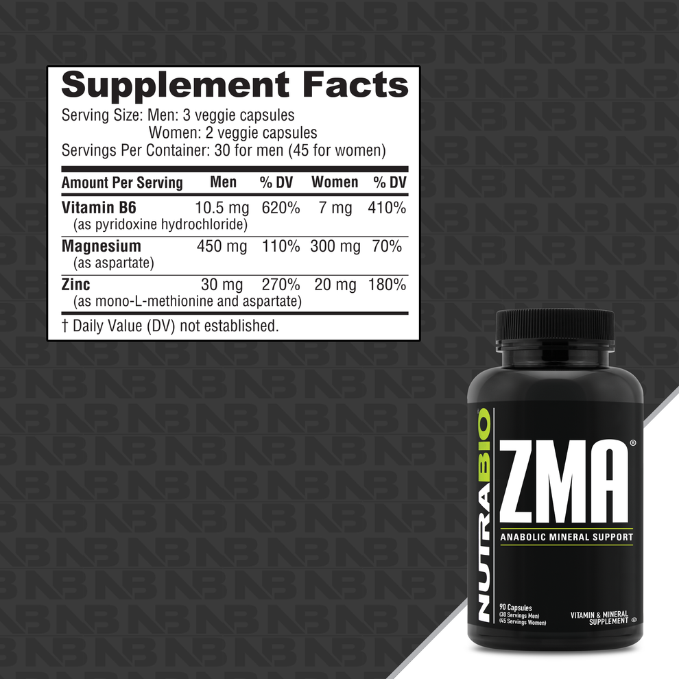 NutraBio ZMA - 90 Capsules