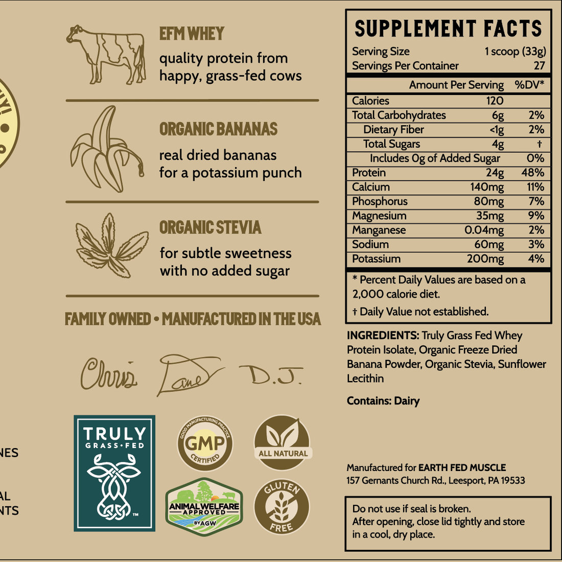 Earth Fed Muscle Grass-Fed Whey Protein - Ca-COW! Chocolate