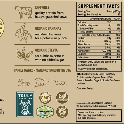 Earth Fed Muscle Grass-Fed Whey Protein - Ca-COW! Chocolate