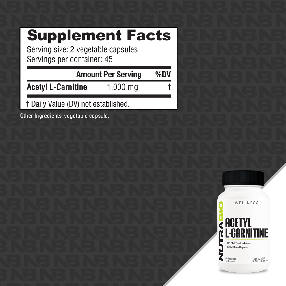 NutraBio Acetyl L-Carnitine - 90 Veg Capsules