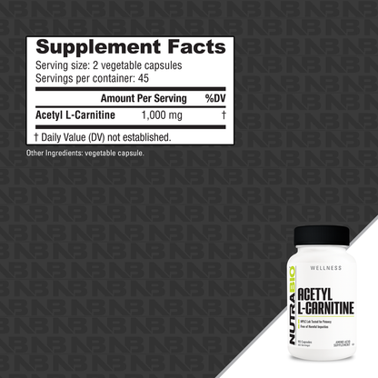 NutraBio Acetyl L-Carnitine - 90 Veg Capsules