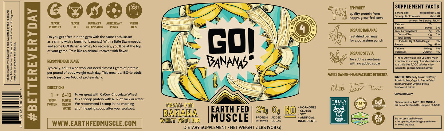 Earth Fed Muscle Grass-Fed Whey Protein - Ca-COW! Chocolate
